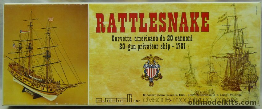 Mamoli 1/64 Rattlesnake 20 Gun Privateer 1781, MV36 plastic model kit